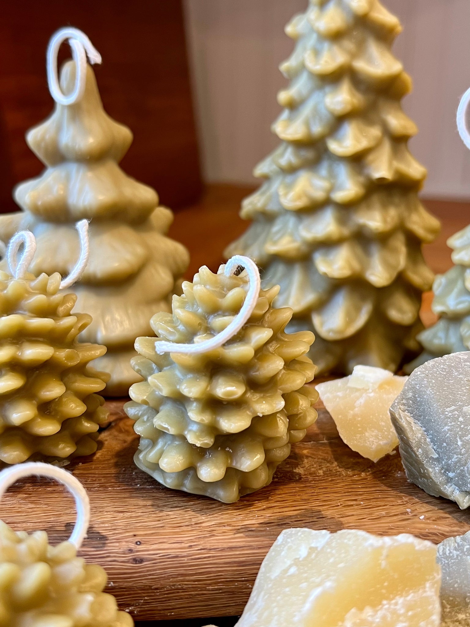 Small Pine Cone Beeswax Candle - 3 colors – Lazy Goat Studio LLC